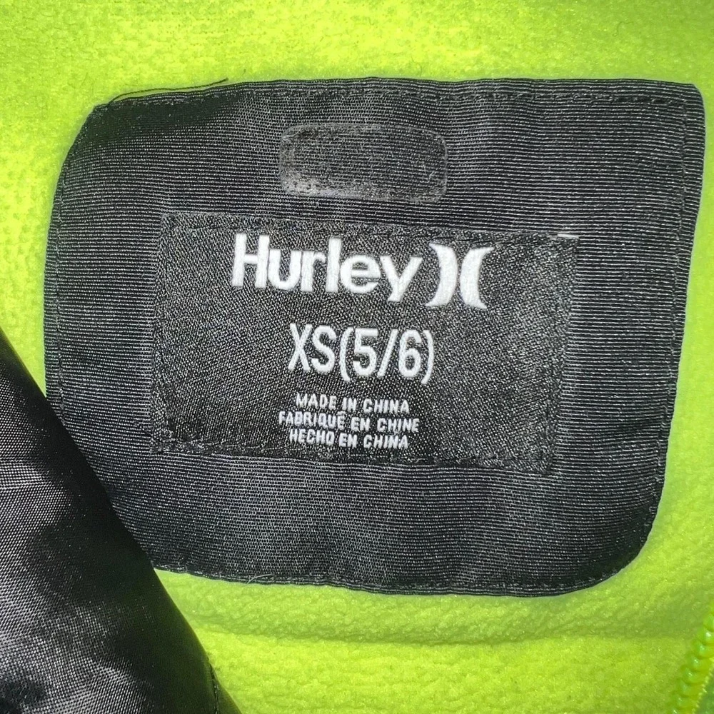 Hurley Snowboard Jacket Youth XS (5/6) Black Fleece Lined‎ Hooded Insulated Coat